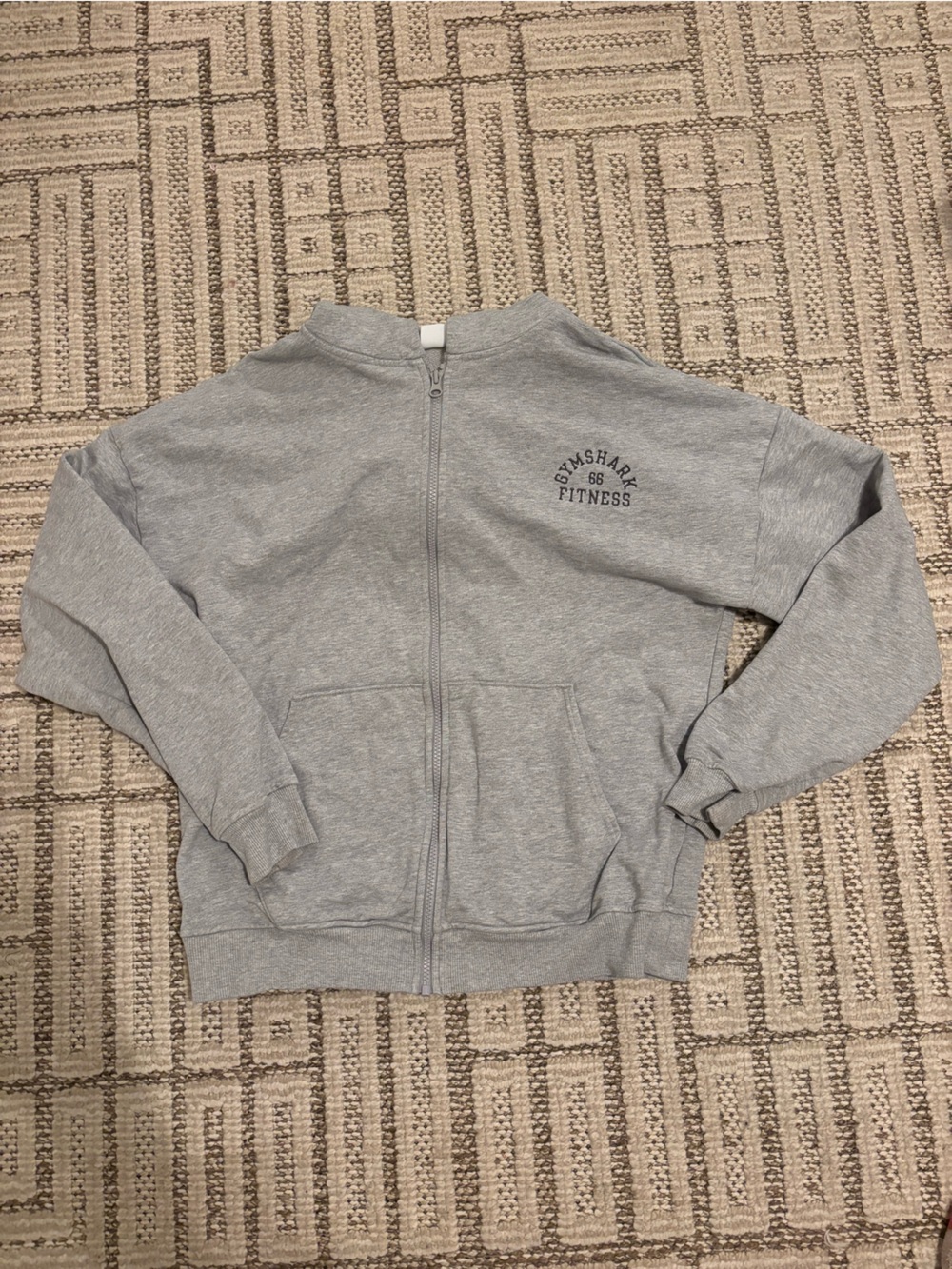 Gymshark Gray Full-Zip Sweatshirt with Chest Logo